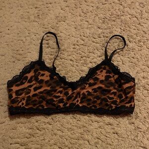 Aerie Leopard Print Bralette with Black Lace